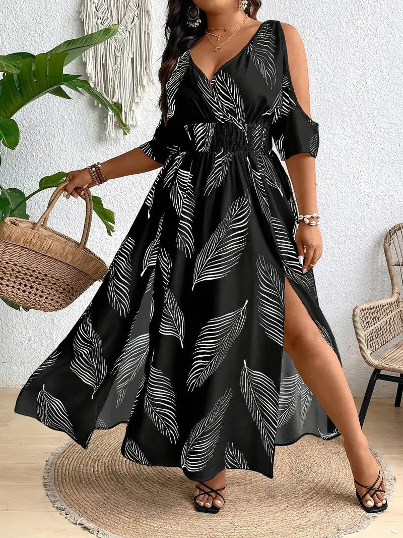 VVZ All Over Print Split Hem Dress