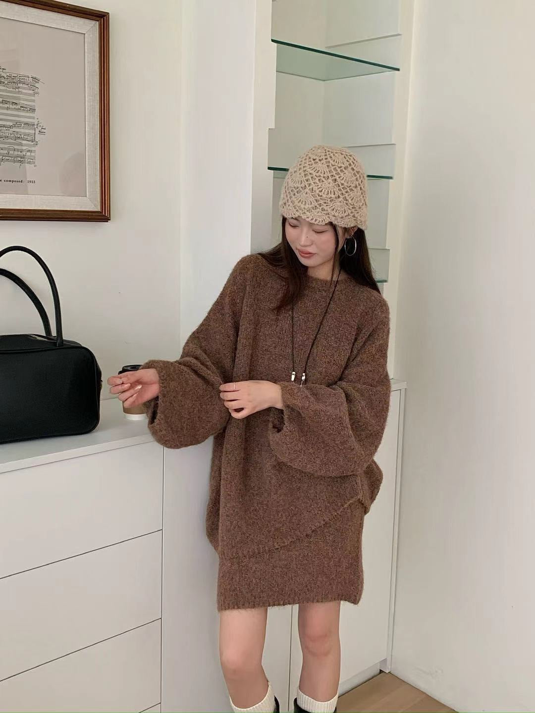 VVZ Autumn Winter Women's Stylish Commuter Two-Piece Set