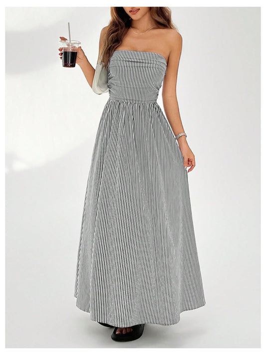 VVZ Women's Striped Strapless Dress