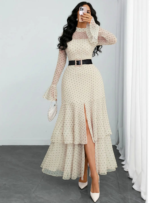 VVZ Women's Long-Sleeve Dress（Belt not included)