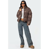 VVZ Leopard Print Stand Collar Cotton Jacket