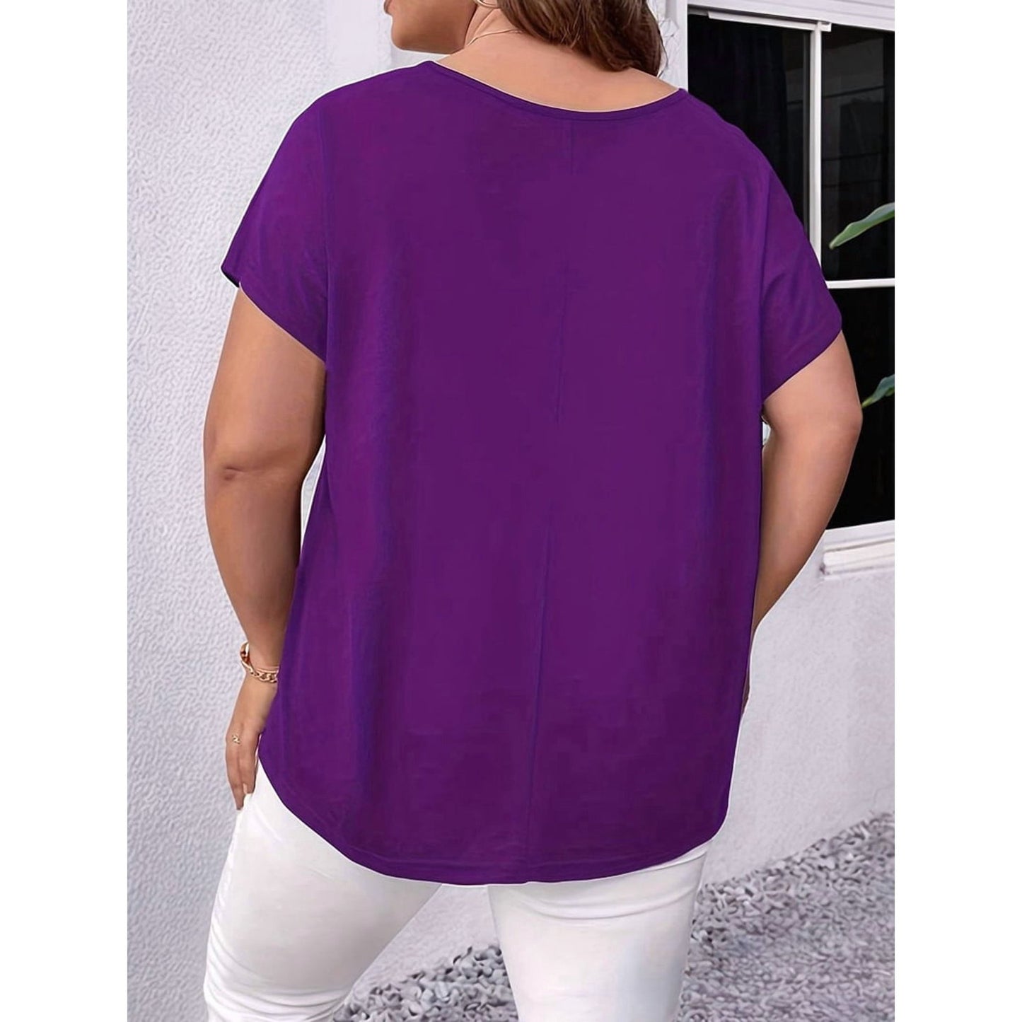 VVZ Plus-Size Short-Sleeve Off-Shoulder T-Shirt