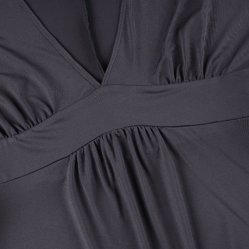 VVZ Women's V-Neck Pleated Batwing Sleeves