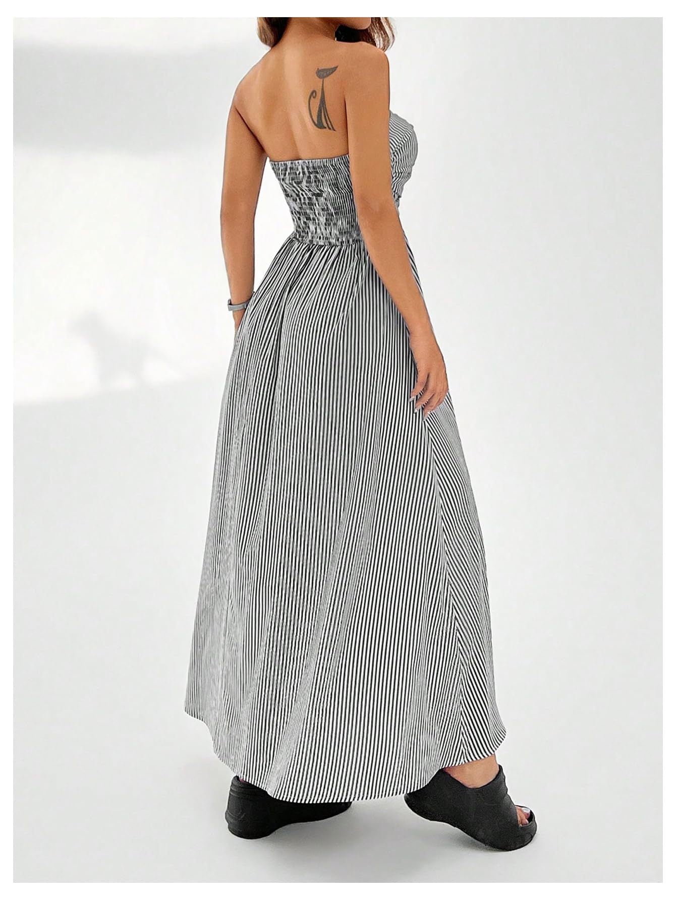 VVZ Women's Striped Strapless Dress