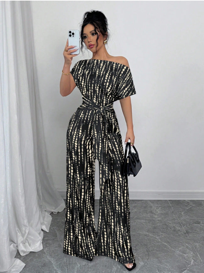VVZ Women's Printed Lace-up Jumpsuit