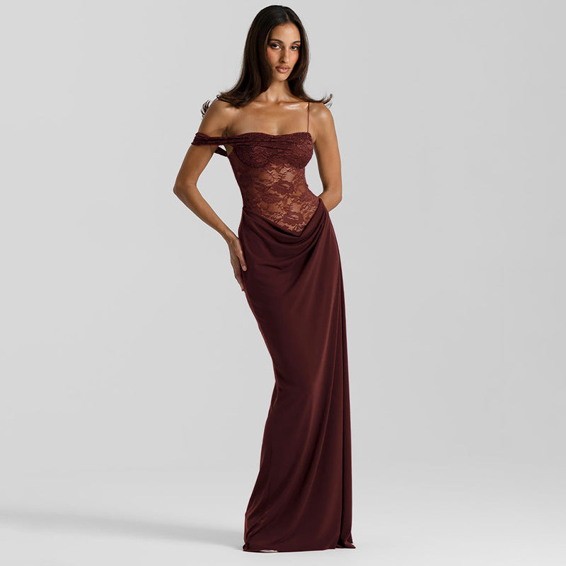 VVZ Women's Sexy Slim-Fit Lace Sleeveless Dress with Spaghetti Straps