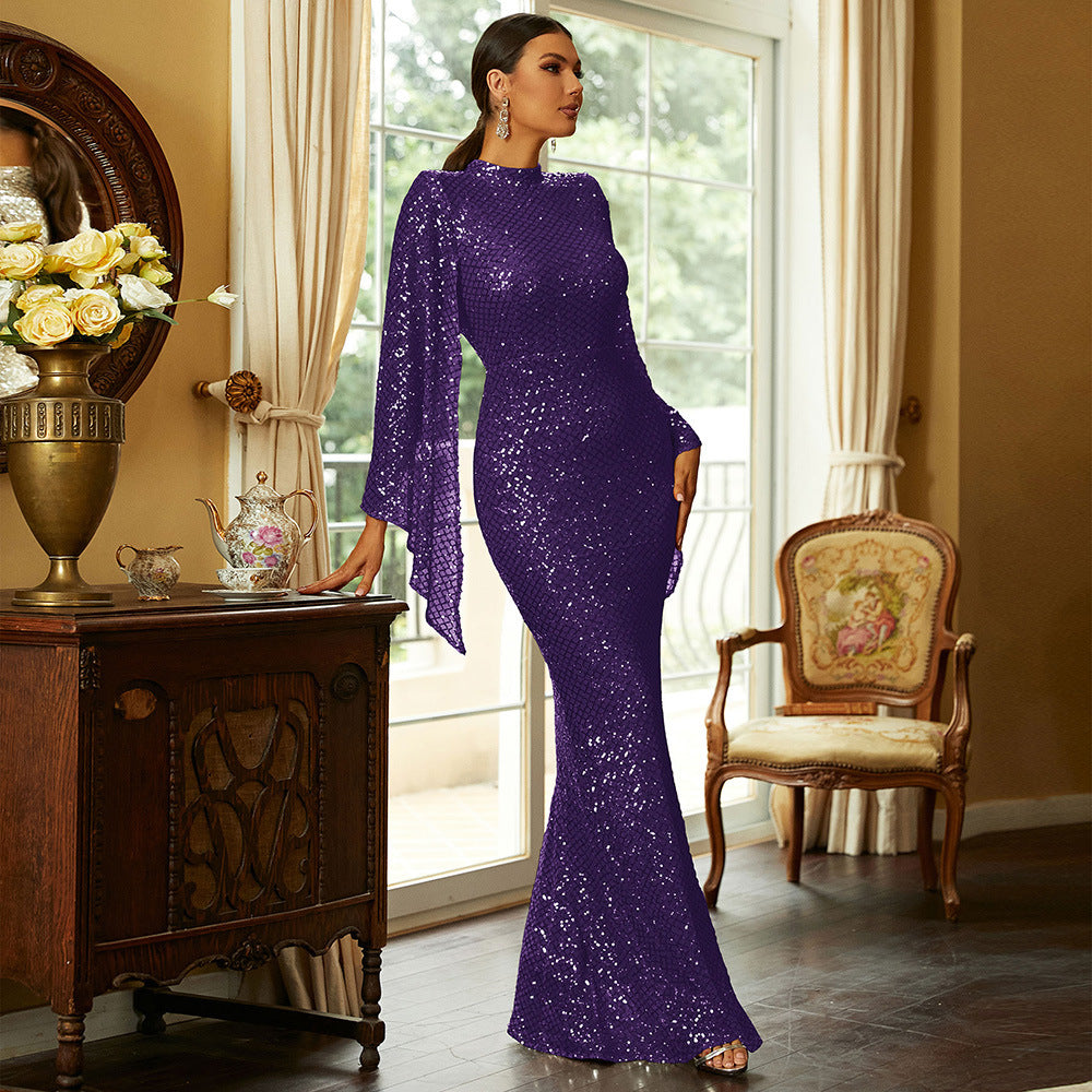 VVZ Women's Long-Sleeve Sexy Long Evening Gown