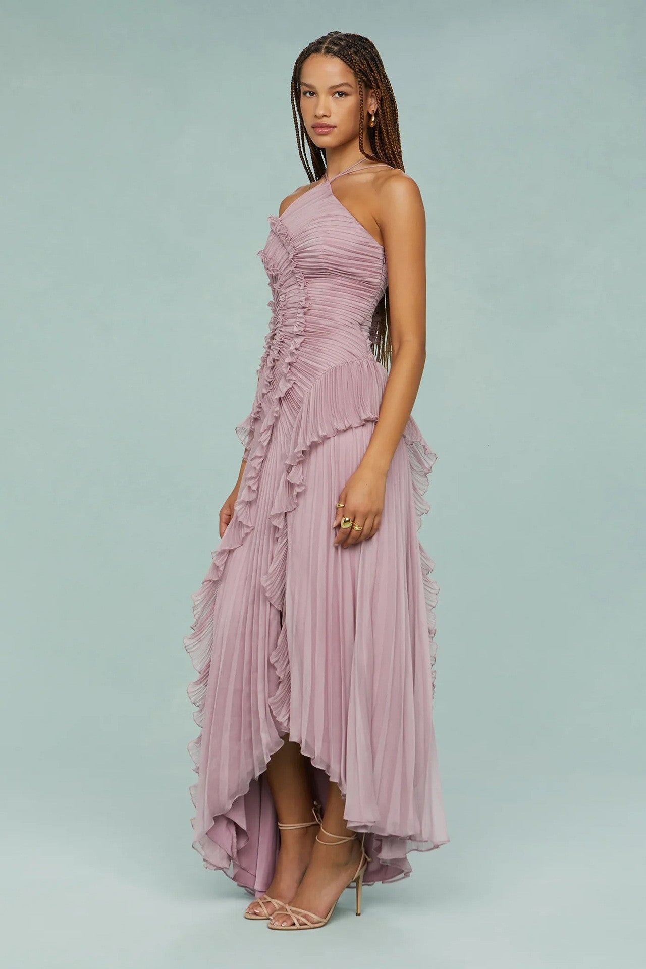 VVZ Women's Sexy Ruffle Halter Dress