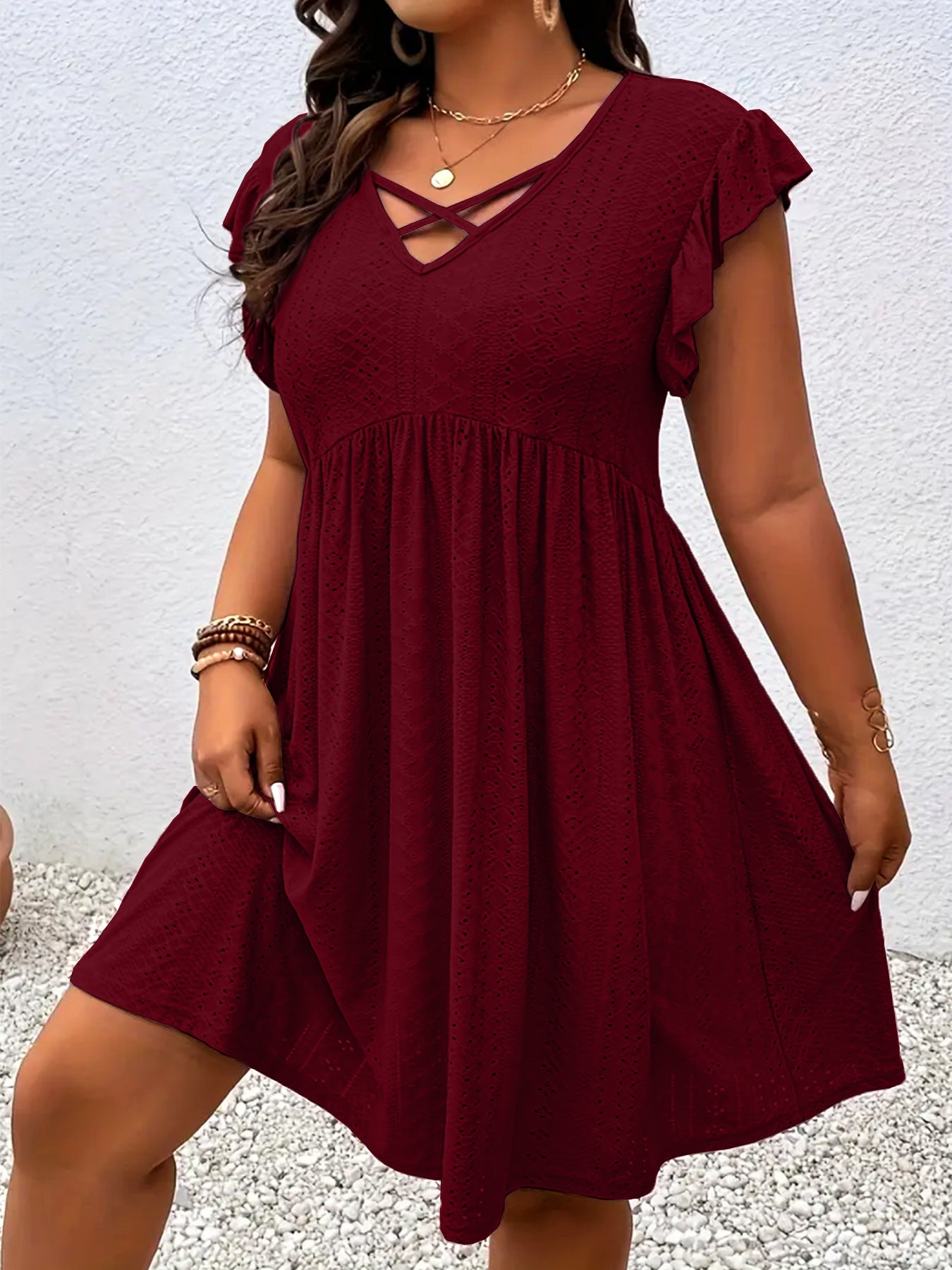 VVZ Solid-Color Cutout Dress
