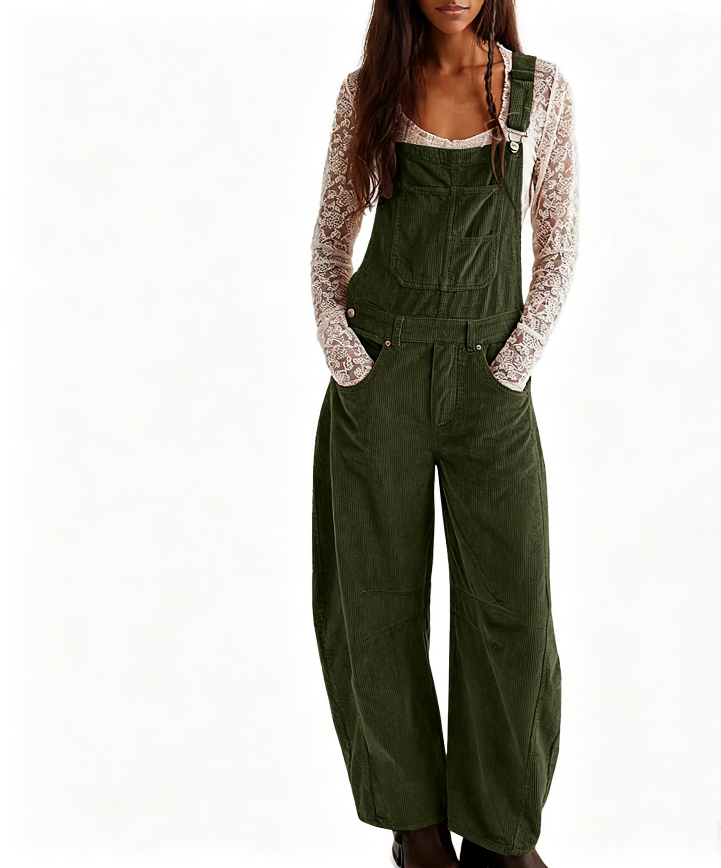 VVZ Loose-fitting corduroy overalls