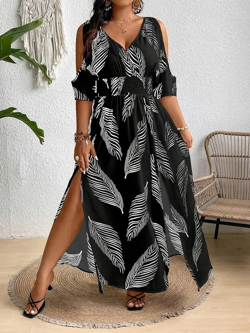 VVZ All Over Print Split Hem Dress