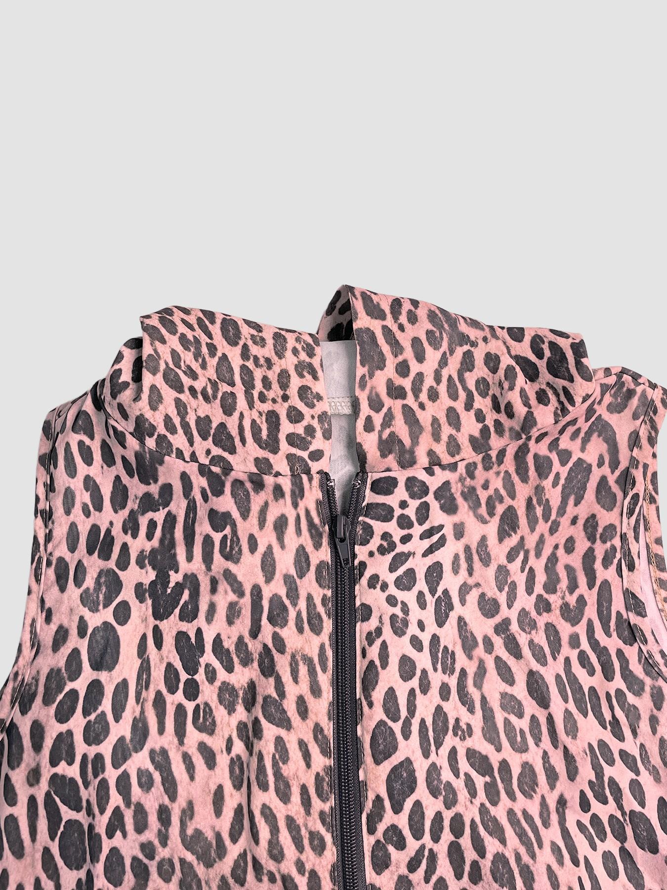 VVZ Women's Summer Leopard Print Hooded Zip-Up Jumpsuit