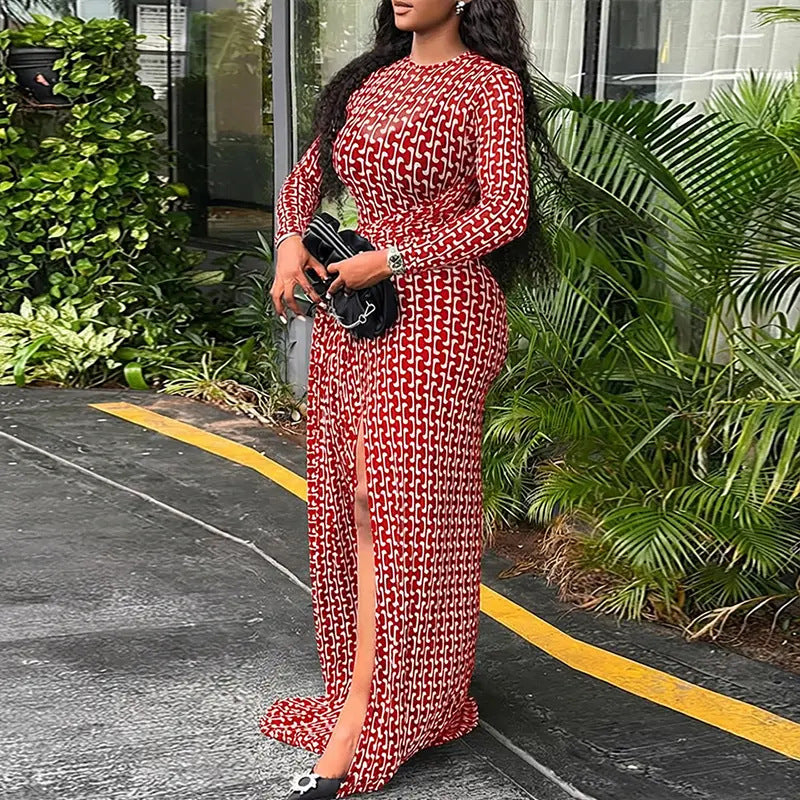 VVZ  Women's two-piece geometric print long dress set