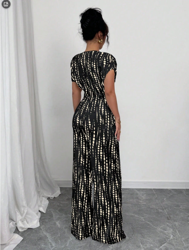 VVZ Women's Printed Lace-up Jumpsuit