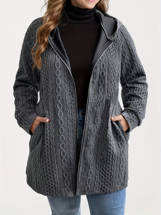 VVZ Plus Size Women's Solid Color Pocket Coat