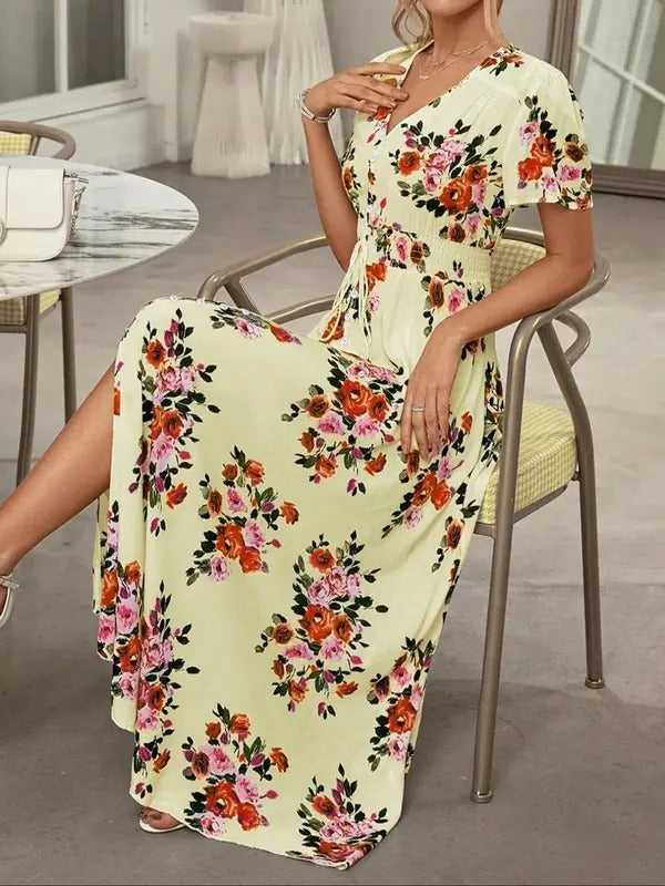 VVZ Women's Floral Front-Button Dress