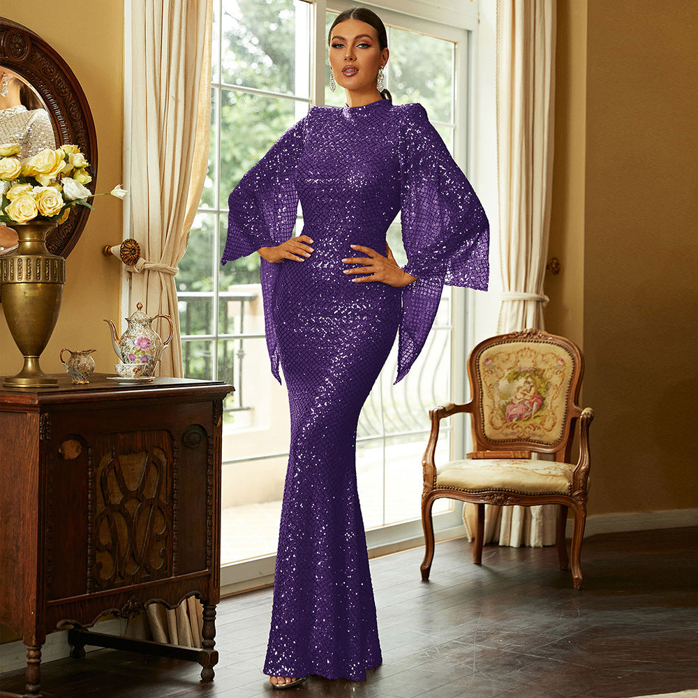 VVZ Women's Long-Sleeve Sexy Long Evening Gown
