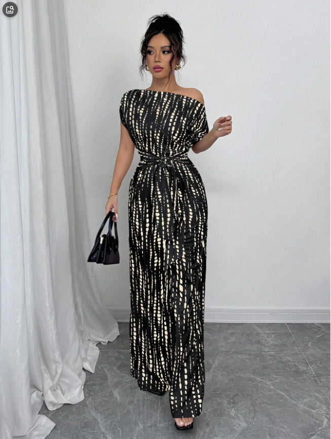 VVZ Women's Printed Lace-up Jumpsuit