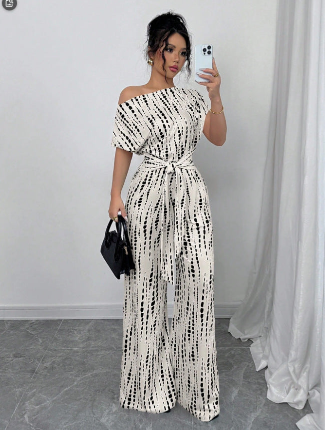 VVZ Women's Printed Lace-up Jumpsuit