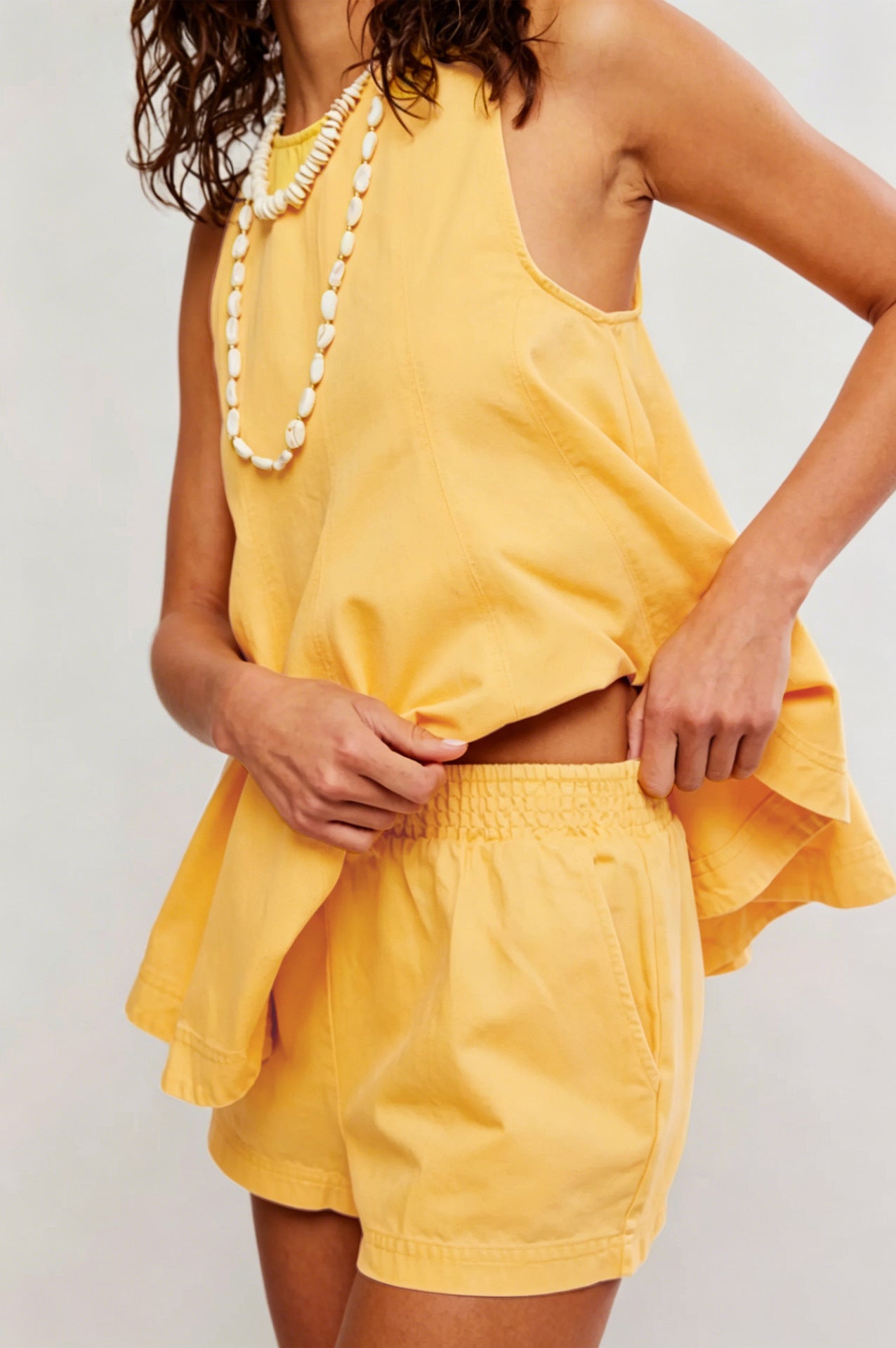 VVZ Casual Loose Sleeveless Denim Shorts Set