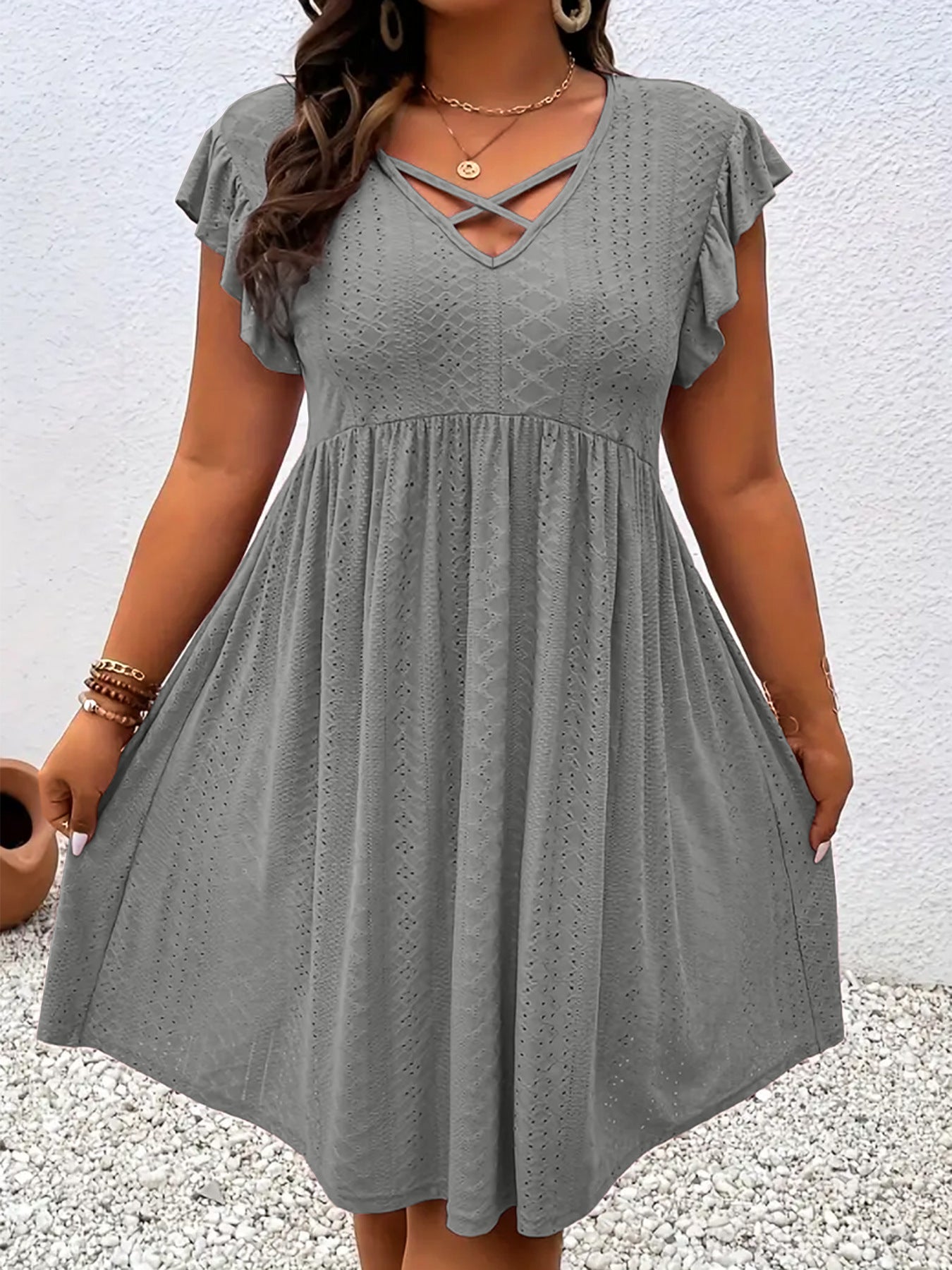 VVZ Solid-Color Cutout Dress