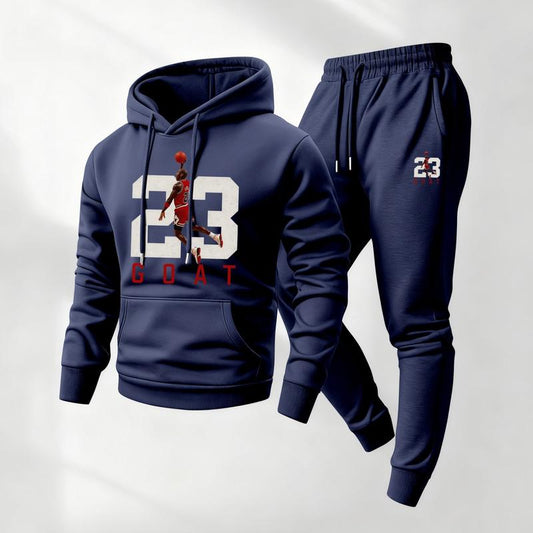 VVZ  Women's Goat 23 Pattern Print Hoodie and Drawstring Sweatpants Set
