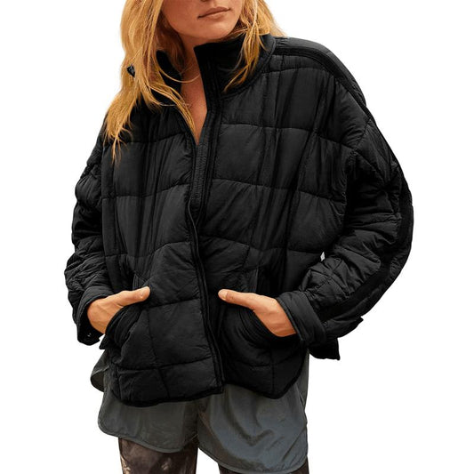 VVZ women's quilted short cotton jacket with zipper and pockets