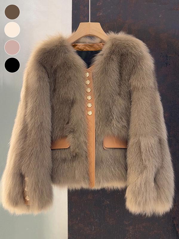 VVZ women's faux fur coat, short length autumn/winter jacket
