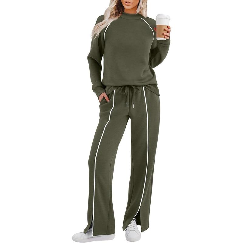 VVZ Women's 2 Piece Lounge Set  Wide Leg Pant Matching Sets