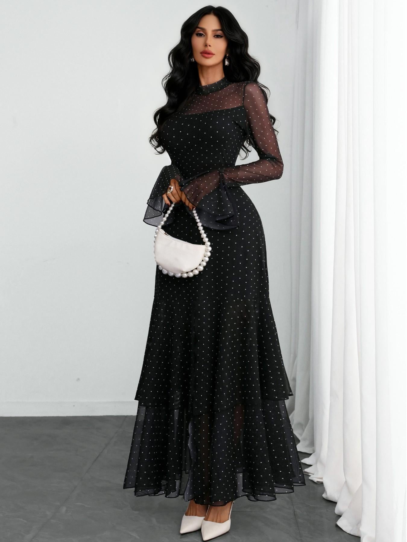 VVZ Women's Long-Sleeve Dress（Belt not included)