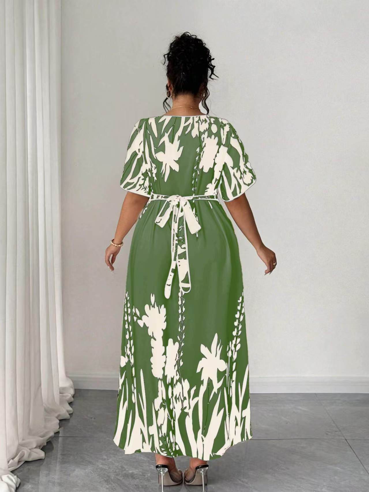 VVZ Elegant Plus Size Printed Dress