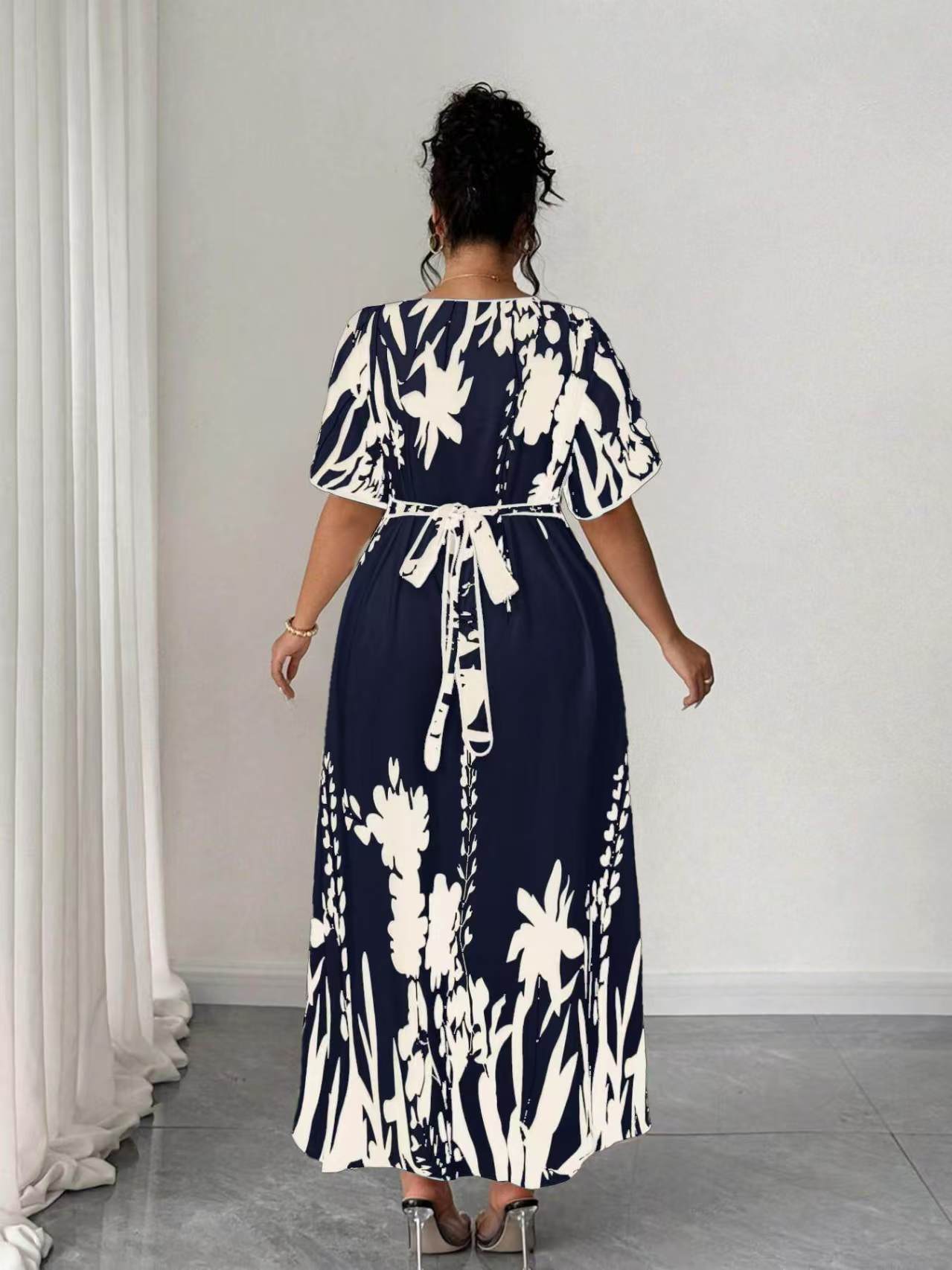 VVZ Elegant Plus Size Printed Dress
