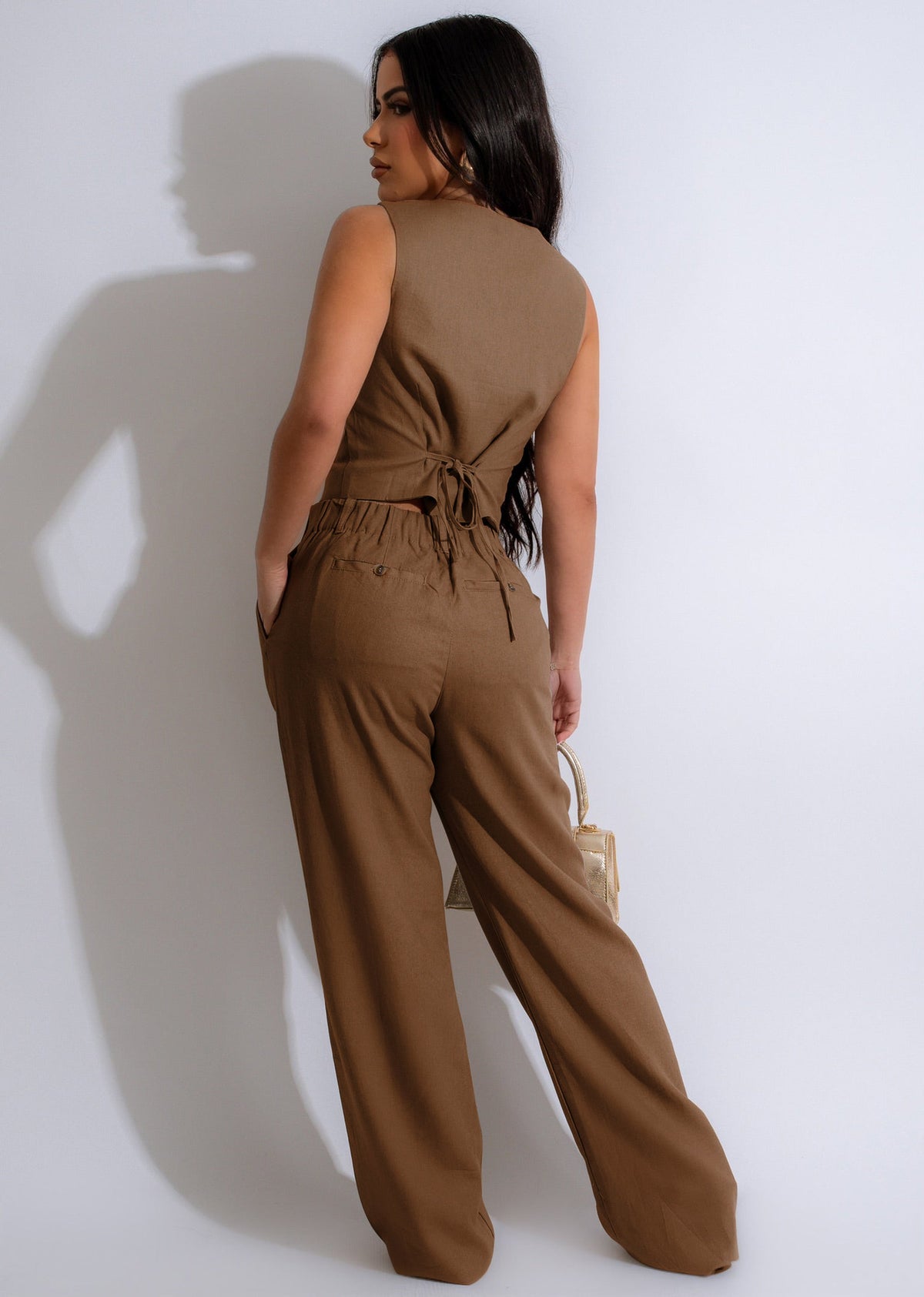 VVZ Women's fitted cropped tank top and high-waisted trousers