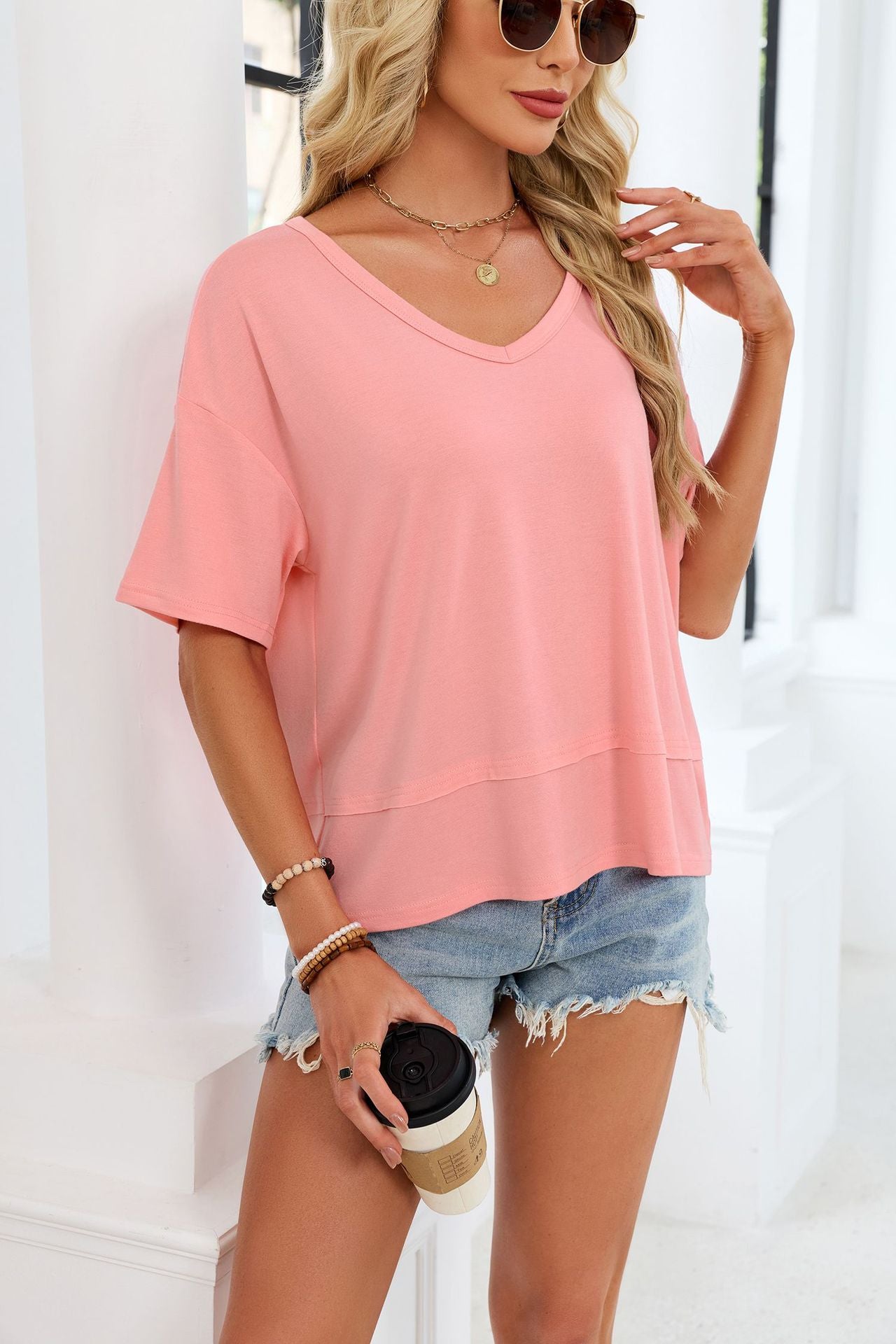 VVZ Casual Flowy Short-Sleeve Top