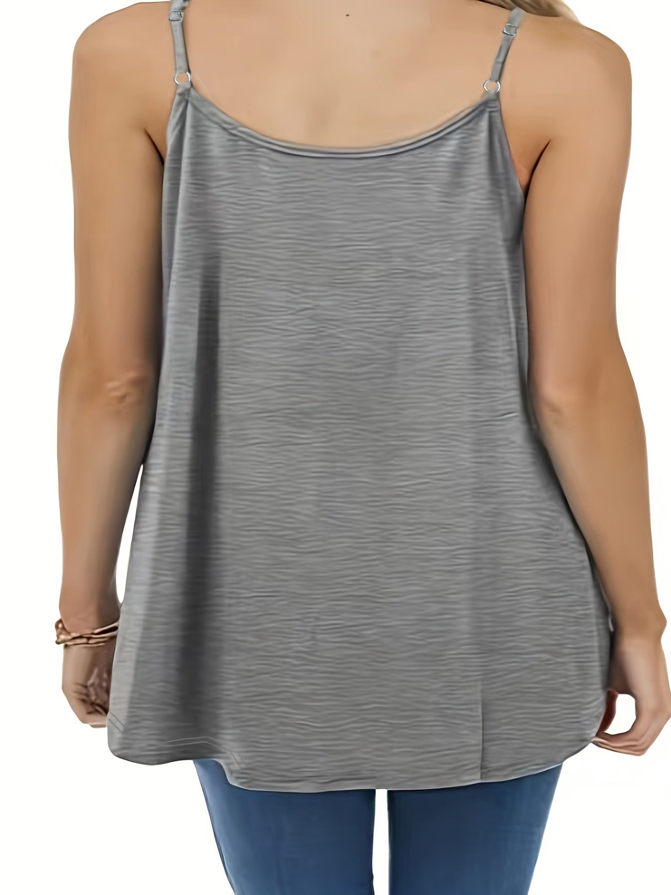 VVZ Solid-Color Ruched Round-Neck Cami Top