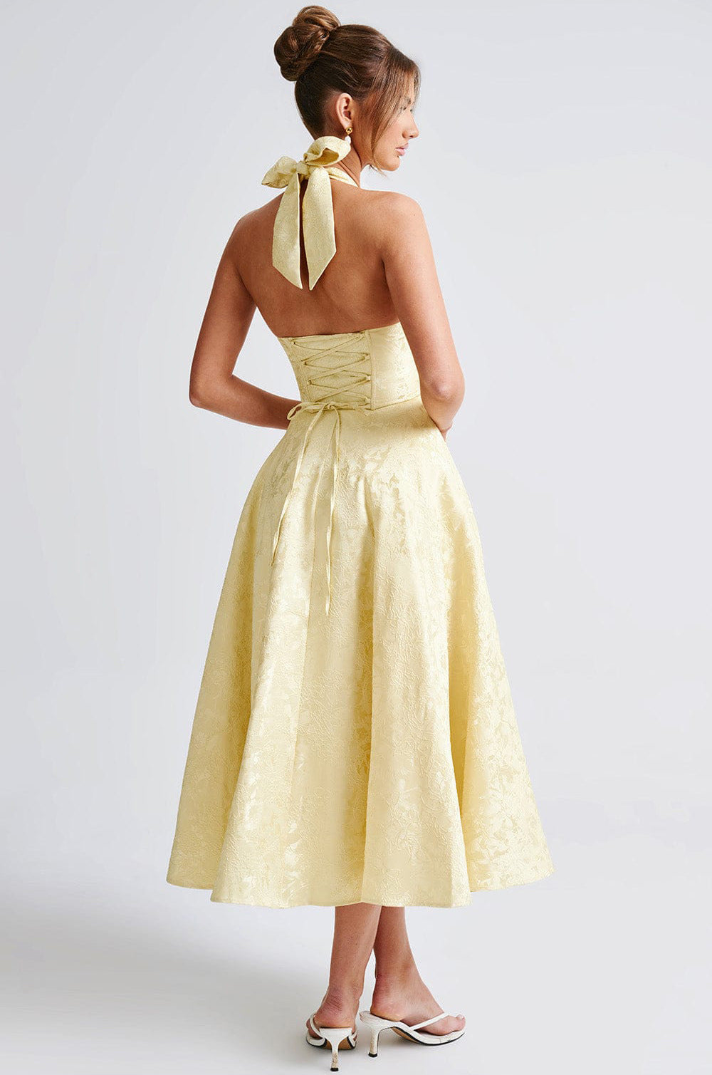 VVZ V-Neck Halter Jacquard Dress