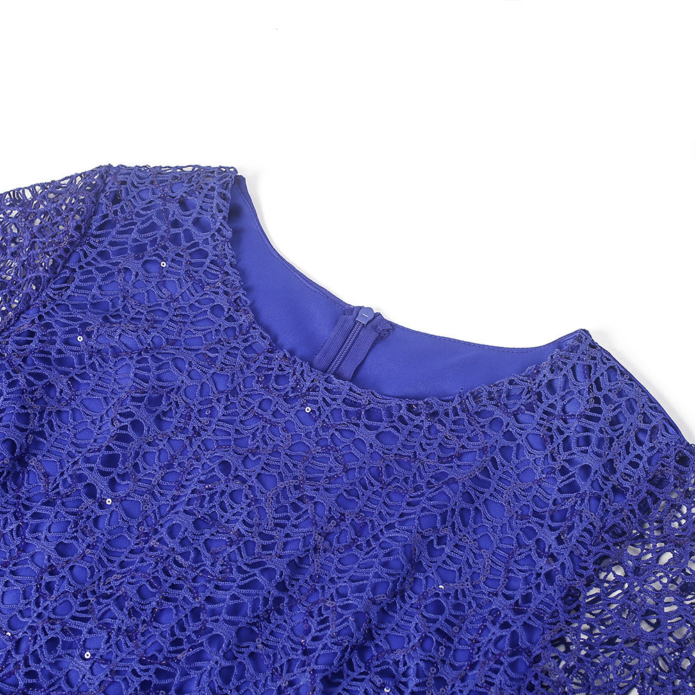 VVZ Heavily Embellished Lace and Chiffon Dress
