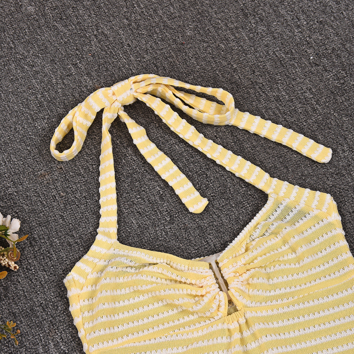 VVZ Textured Striped Halter Top