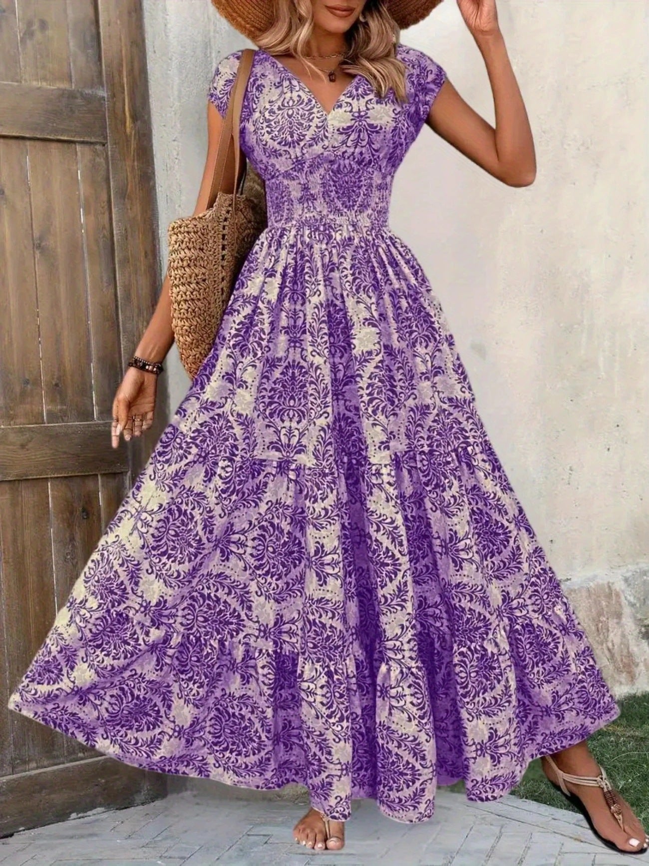 VVZ Women's All-Over Print Pleated Dress