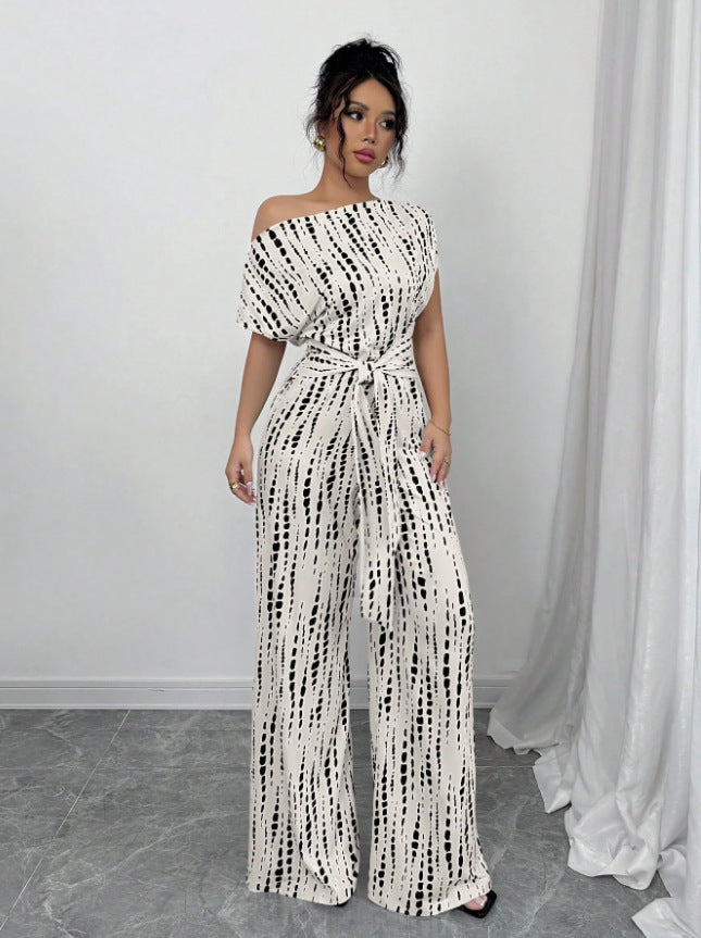 VVZ Women's Printed Lace-up Jumpsuit