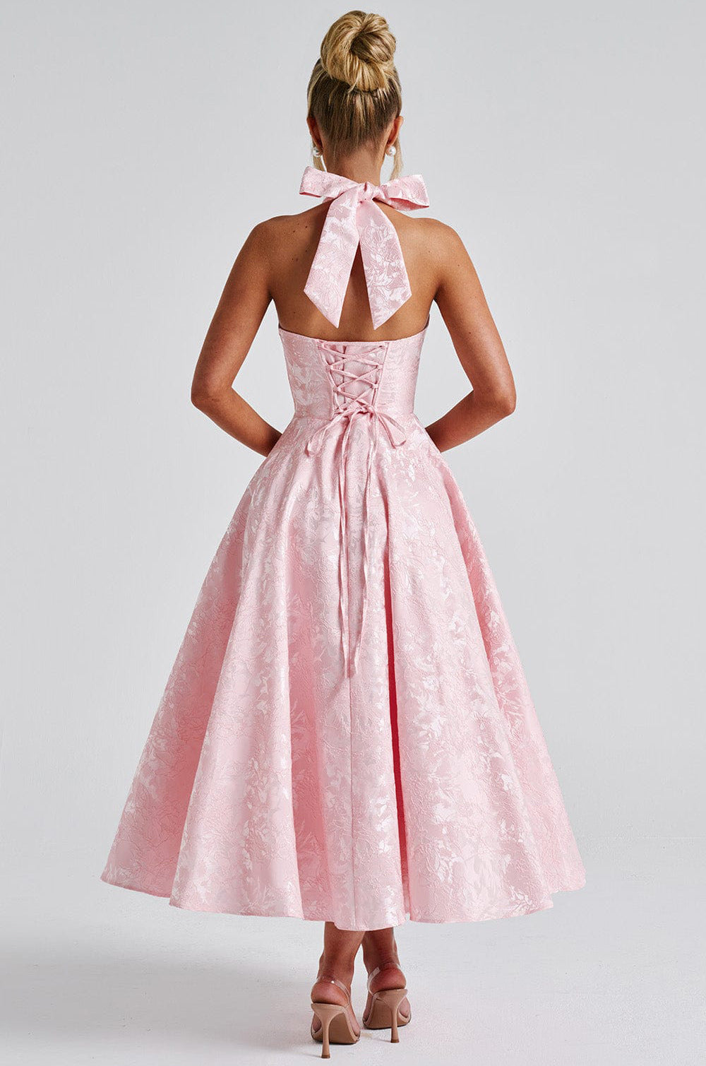 VVZ V-Neck Halter Jacquard Dress