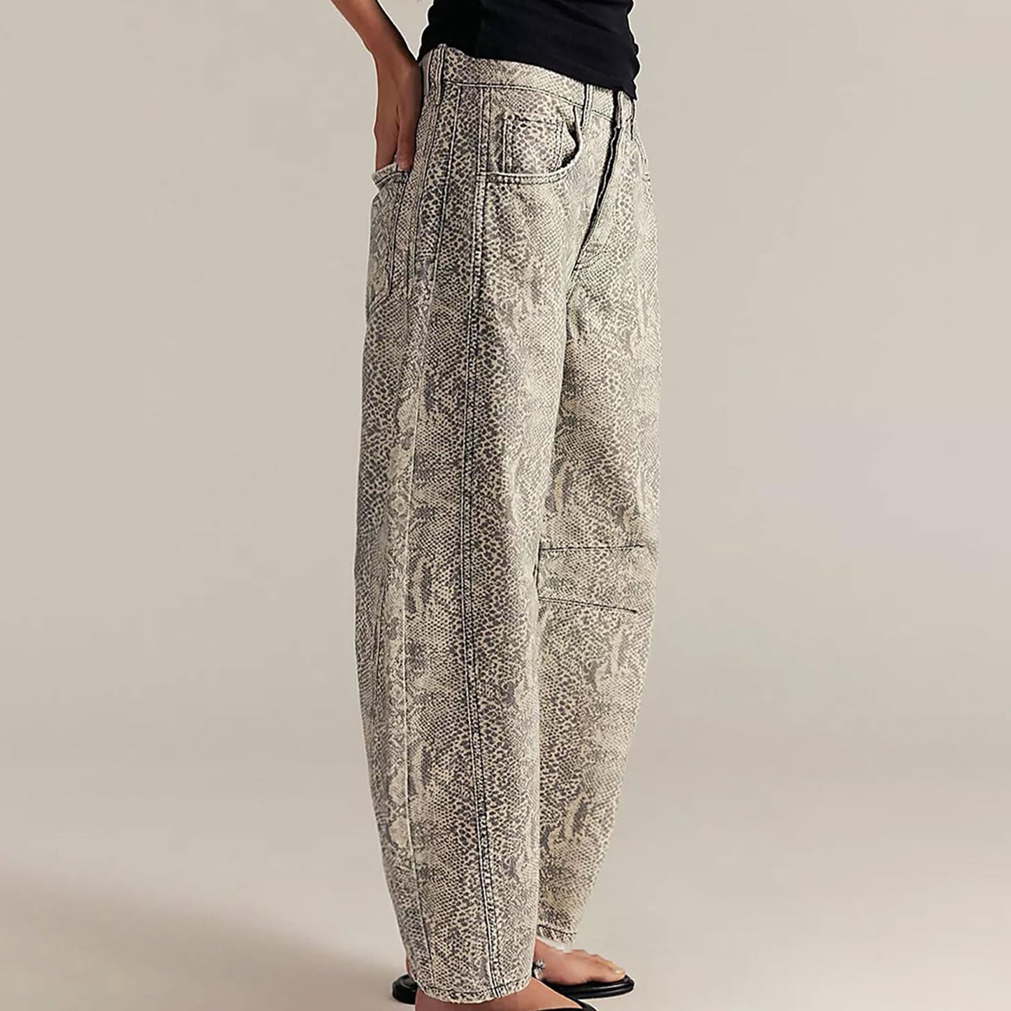VVZ Women's Printed Wide-Leg Jeans