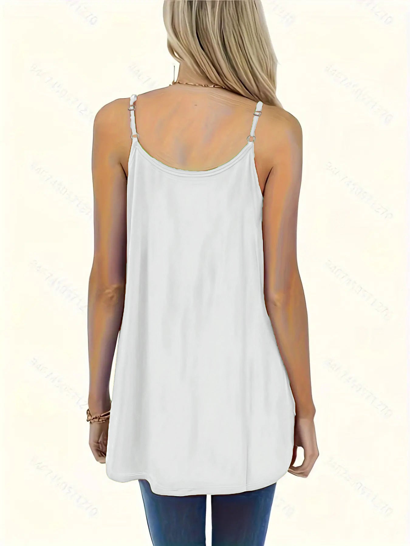 VVZ Solid-Color Ruched Round-Neck Cami Top