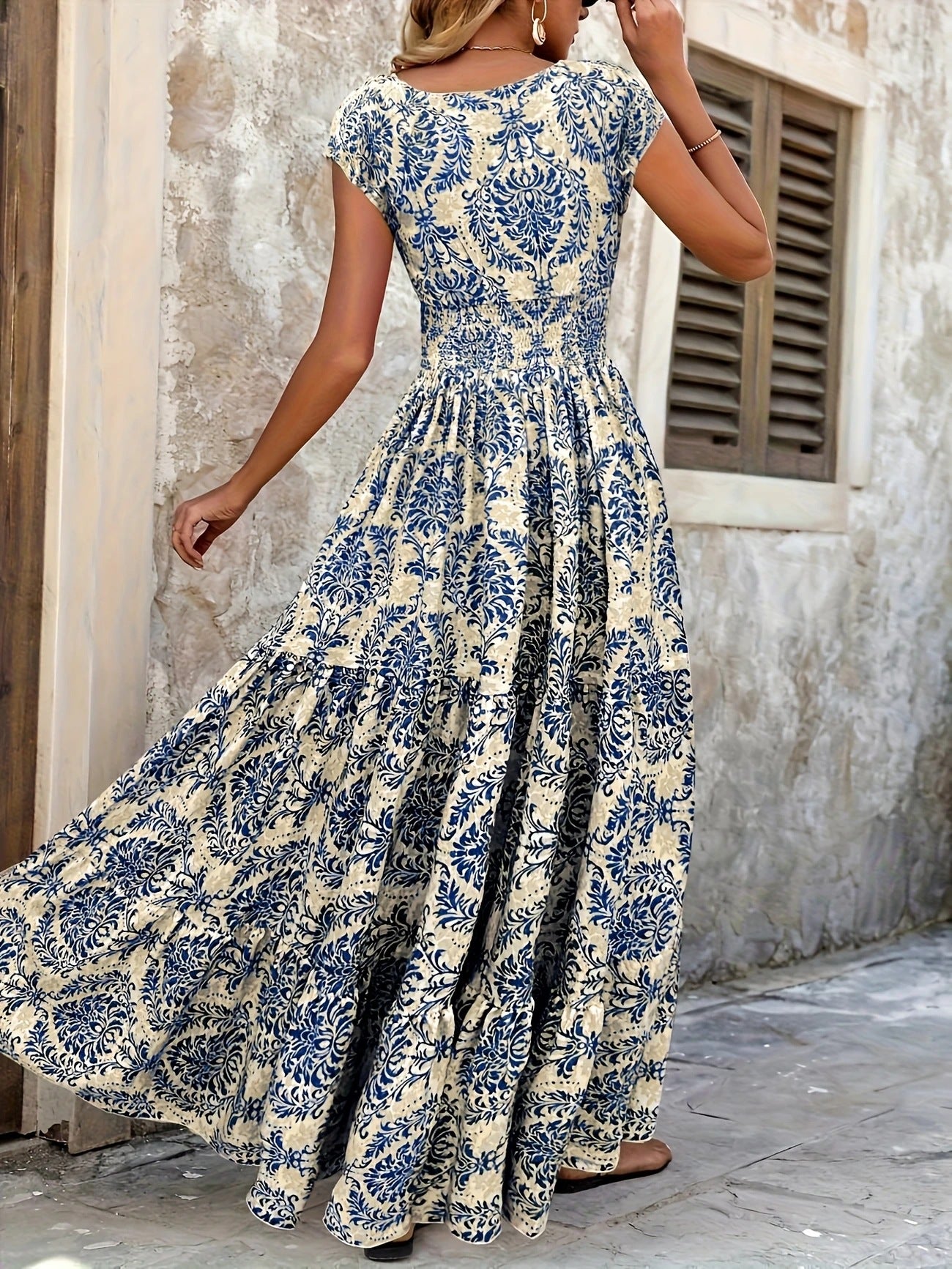 VVZ Women's All-Over Print Pleated Dress