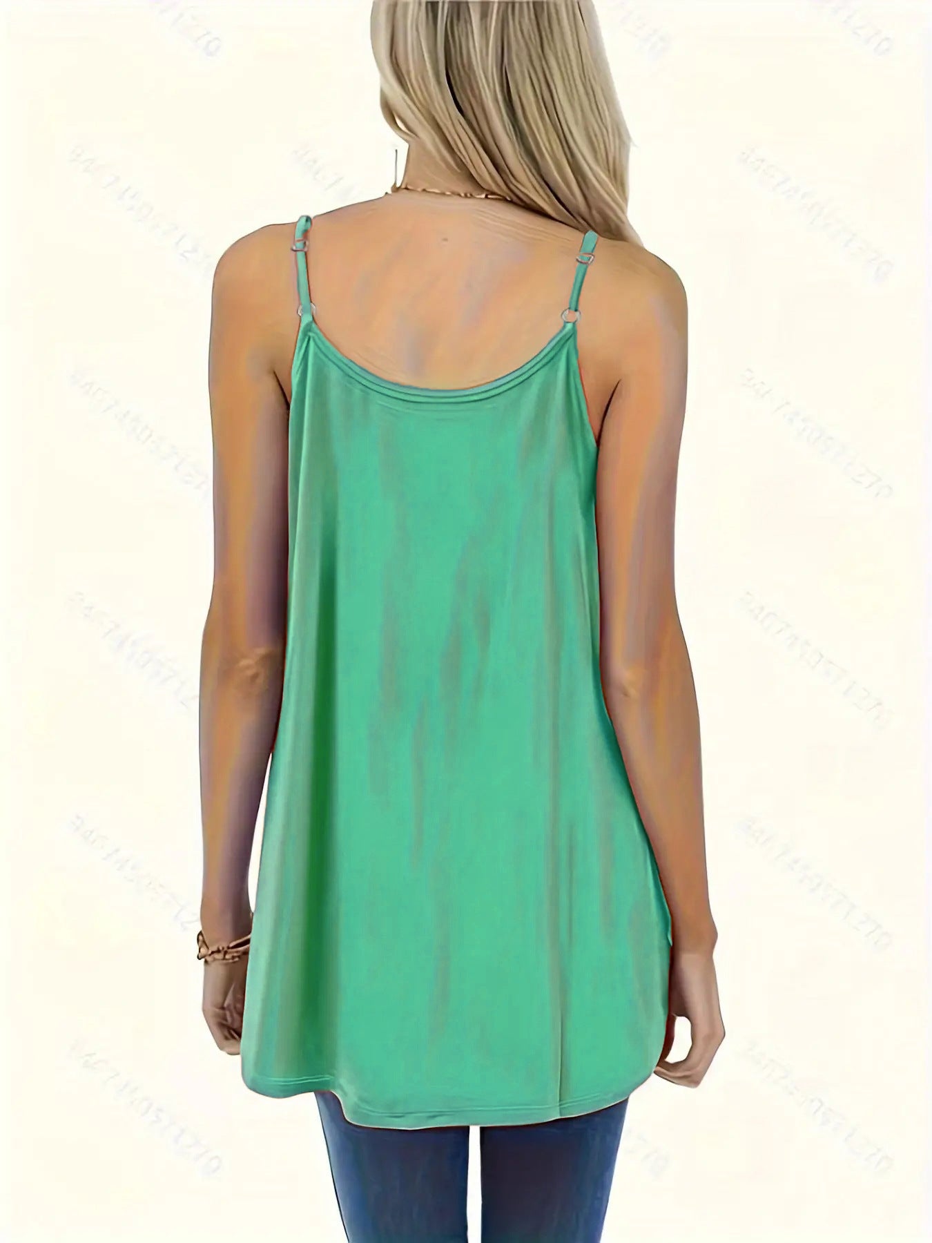 VVZ Solid-Color Ruched Round-Neck Cami Top