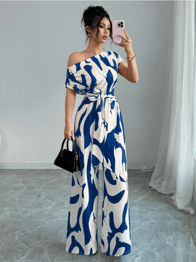 VVZ Women's Printed Lace-up Jumpsuit