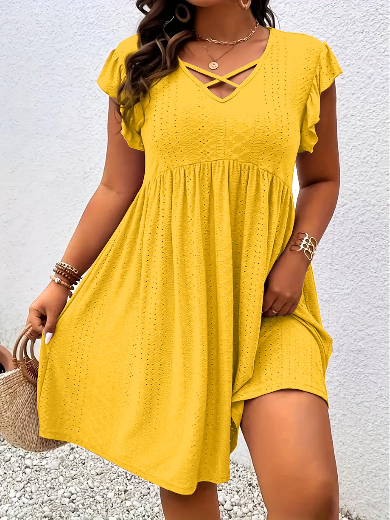 VVZ Solid-Color Cutout Dress