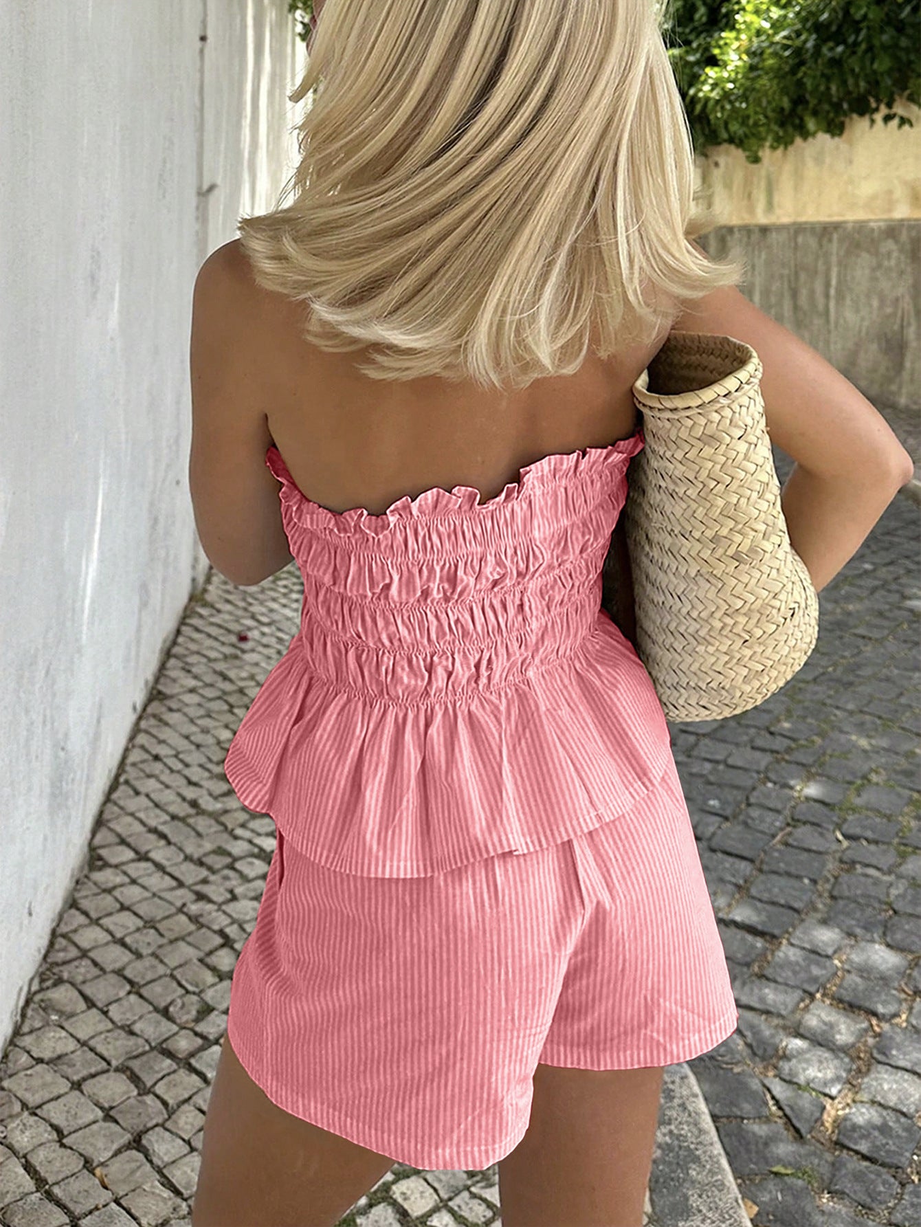 VVZ Strapless Top and Shorts Set