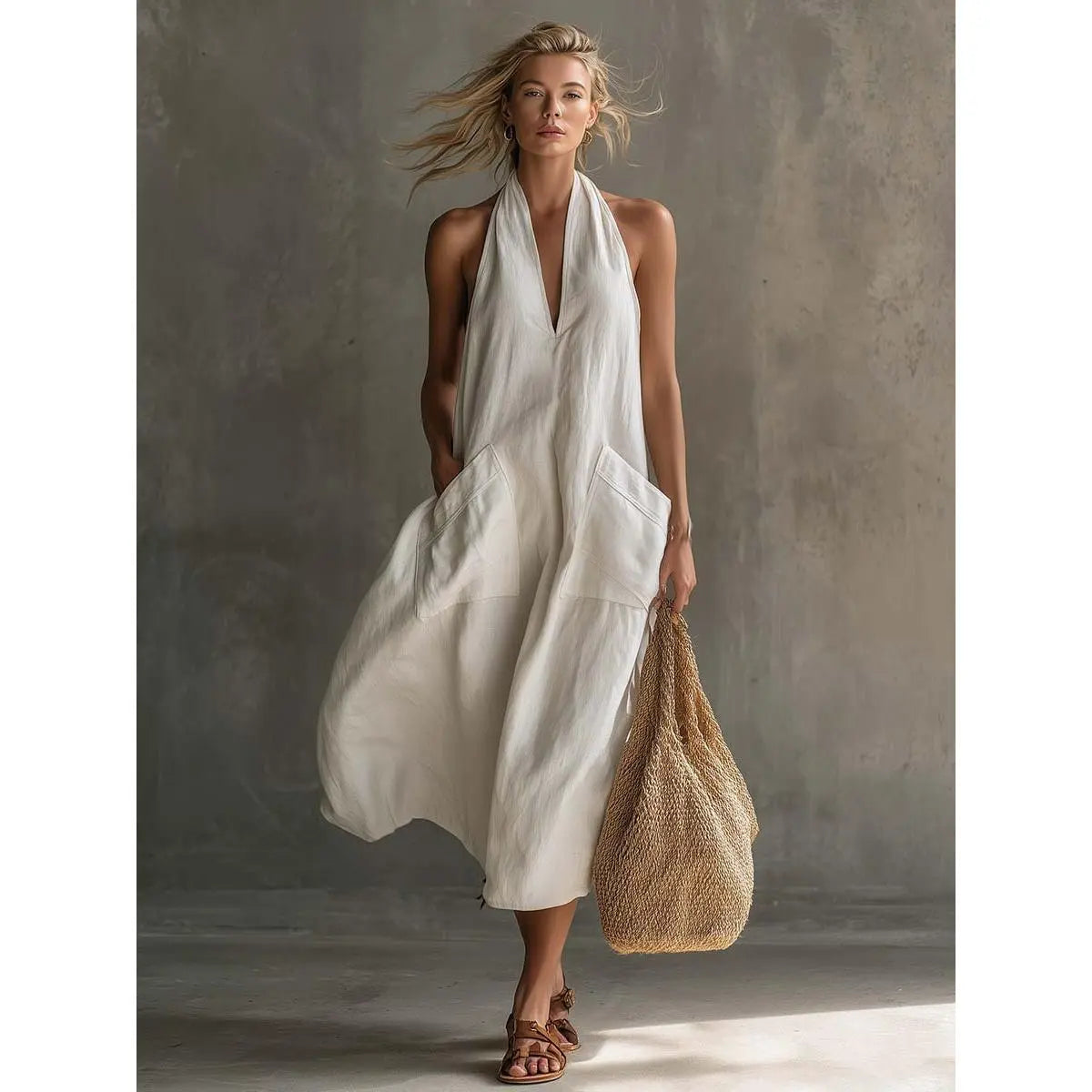 VVZ Women's Long Halter Dress