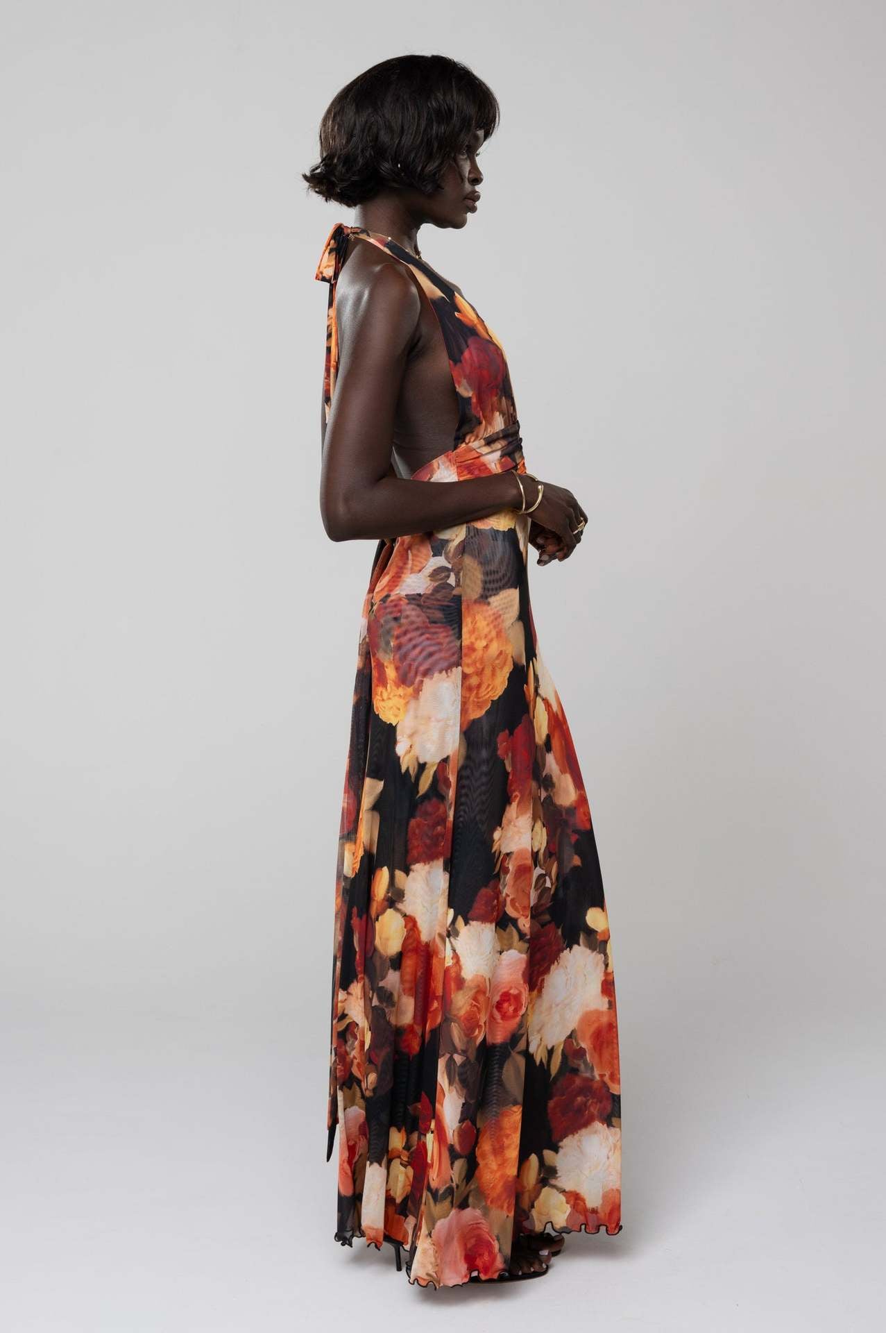 VVZ Backless Bodycon Printed Halter Dress